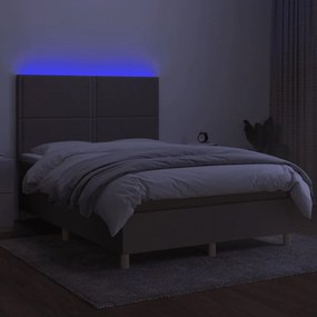 ΚΡΕΒΑΤΙ BOXSPRING ΜΕ ΣΤΡΩΜΑ &amp; LED TAUPE 140X200 ΕΚ. ΥΦΑΣΜΑΤΙΝΟ 3135361