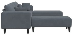 vidaXL Βελούδινος καναπές 3 pcs Σκούρο Γκρι 208 εκ. Βελούδο