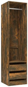 vidaXL Ντουλάπα με Συρτάρια Καπνιστή Δρυς 50x50x200 εκ. Επεξεργ. Ξύλο