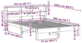 Σκελετός Κρεβατιού Χωρίς Στρώμα 160x200 εκ Μασίφ Ξύλο Πεύκου - Καφέ