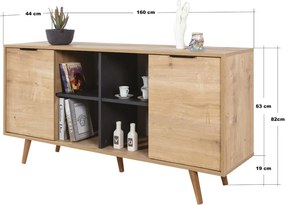 Κονσόλα Sapphire Δρυς / Ανθρακί PRAGRIR 160x44x18