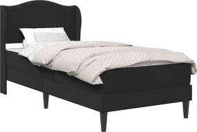 vidaXL Σκελετός κρεβατιού με στρώμα Μαύρο 80 x 200 cm Τεχνητό Δέρμα