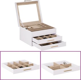 vidaXL Κουτί Κοσμημάτων 3 Επιπέδων Λευκό 23x20,5x14 εκ.