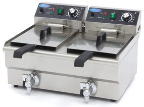 Deep Fryer - 2 x 10L - 2 Baskets - with Drain Tap