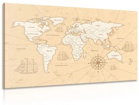 Εικόνα ενδιαφέροντος μπεζ παγκόσμιου χάρτη - 90x60