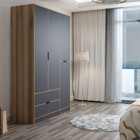 Τριφυλλη Ντουλαπα Ανθρακι/Χρυσο ELINA 52x140x208