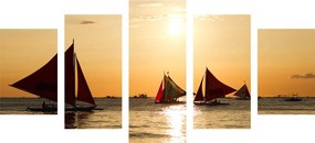 Εικόνα 5 μερών όμορφο ηλιοβασίλεμα στη θάλασσα - 200x100