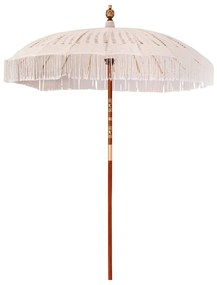 vidaXL Ομπρέλα ηλίου Κρεμ (185-195) x 250 εκ Βαμβάκι και συμπαγές ξύλο