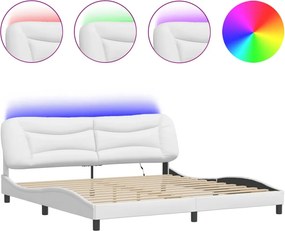 vidaXL Πλαίσιο κρεβατιού με LED χωρίς στρώμα Hvar Λευκό 200x200 εκ.