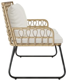 vidaXL Παγκάκι κήπου Καφέ, Μαύρο, Κρέμα Πολυ rattan, ατσάλι