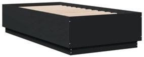 vidaXL Πλαίσιο Κρεβατιού με LED Μαύρο 90x190 εκ. Επεξ. Ξύλο