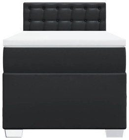 vidaXL Κρεβάτι Boxspring με Στρώμα Μαύρο 90x200εκ. από Συνθετικό Δέρμα