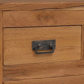 vidaXL Πλαϊνό γραφείο Φυσικό 110 x 35 x 75,5 εκ Στερεό Ξύλο Τίκ