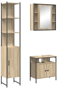 vidaXL Σετ Επίπλων Μπάνιου 3 pcs Sonoma Δρυς 33 x 33 x 185.5 εκ