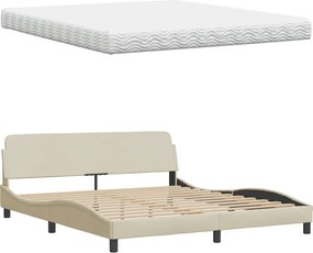 vidaXL Κρεβάτι με Στρώμα Κρεμ 180x200 εκ. Υφασμάτινο