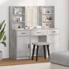vidaXL 3 Τεμαχίων Σετ Τραπεζιού Μακιγιάζ Σκυρόδεμα Γκρι MDF