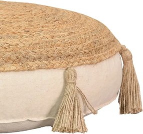 Πουφ Elefon Inart φυσικό-εκρού ύφασμα Φ35x12εκ