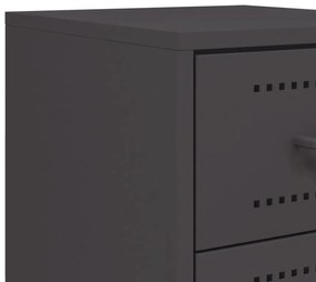 Κομοδίνα 2 τεμ. Μαύρα 36x39x60,5 εκ. Χάλυβα - Μαύρο