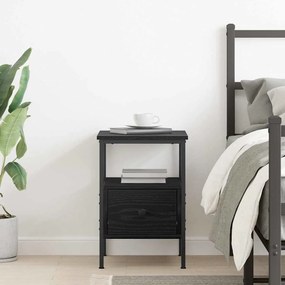 vidaXL Κομοδίνο με συρτάρι Μαύρη δρυς 34 x 36 x 50 εκ