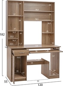ΓΡΑΦΕΙΟ ΜΕ ΒΙΒΛΙΟΘΗΚΗ-ΡΑΦΙΕΡΑ STATUS HM2032.02 SONOMA 120X55X182
