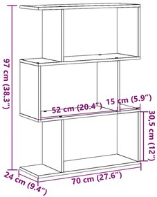 ΒΙΒΛΙΟΘΗΚΗ/ΔΙΑΧΩΡΙΣΤΙΚΟ ΧΩΡΟΥ 3 ΕΠ. ΓΚΡΙ 70X24X97 ΕΚ. ΕΠ. ΞΥΛΟ 858116