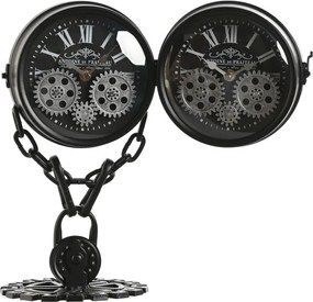 Bordklokke Home ESPRIT Μαύρο Ασημί