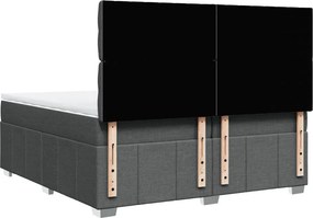 vidaXL Κρεβάτι Boxspring με Στρώμα Σκούρο Γκρι 200x200 εκ. Υφασμάτινο