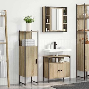 vidaXL Σετ Επίπλων Μπάνιου με ράφι 3 pcs Καφέ Επεξεργασμένο ξύλο
