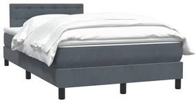 Κρεβάτι Boxspring με Στρώμα Σκούρο Γκρι 120x210 εκ. Βελούδινο - Γκρι