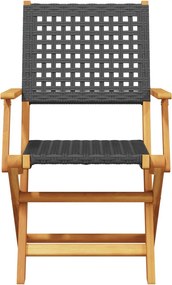 vidaXL Σετ Επίπλων Bistro 3 τεμ. Μαύρο Ρατάν/Μασίφ Ξύλο