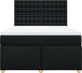 vidaXL Κρεβάτι Boxspring με Στρώμα Μαύρο 140x190 εκ. Υφασμάτινο