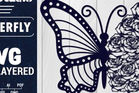 Σετ των 2 Intra απο ξύλο plywood 3mm-4mm πάχος Χαρτί 3D Butterfly Multilayered Δίασταση 1500x1500 cm INTRAFABR-88861596