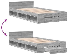 vidaXL Πλαίσιο Κρεβατιού με συρτάρια Γκρι sonoma 100x200εκ. Επεξ. Ξύλο