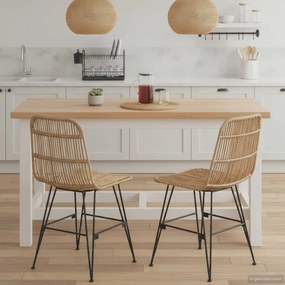 vidaXL Καρέκλα τραπεζαρίας 2 pcs Φυσικό 41 x 55 x 85 εκ.