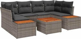 vidaXL Σετ Καναπέ Κήπου με αποθήκευση 7 pcs Γκρι Πολυ ράταν