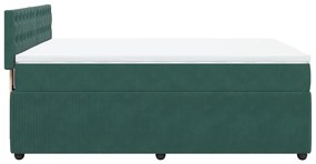 Κρεβάτι Boxspring με Στρώμα Σκούρο Πράσινο 160x200εκ. Βελούδινο - Πράσινο