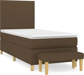 vidaXL Κρεβάτι Boxspring με Στρώμα Σκούρο Καφέ 90x190 εκ. Υφασμάτινο