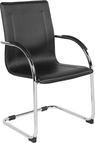 OMIKRON Πολυθρόνα Γραφείου Επισκέπτη, Μέταλλο Χρώμιο PVC Μαύρο   4τμχ
