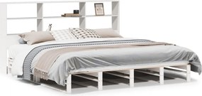 vidaXL Κρεβάτι Βιβλιοθήκη Χωρίς Στρώμα Λευκό 180x200 εκ Μασίφ Ξύλο