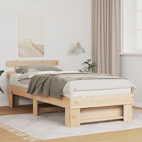 vidaXL Σκελετός Κρεβατιού Καφέ 90 x 190 cm Μασίφ ξύλο πεύκου