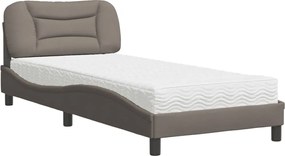 vidaXL Κρεβάτι με Στρώμα Hvar Taupe 90x200 εκ. Υφασμάτινο