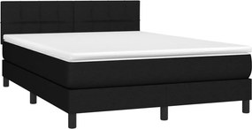 vidaXL Κρεβάτι Boxspring με Στρώμα Μαύρο 140x190 εκ. Υφασμάτινο