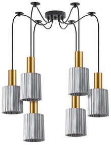 Φωτιστικό Οροφής Adept Tube 77-8575 50x50x300cm 6xE27 60W Gold-Smoke Homelighting Metal, Glass