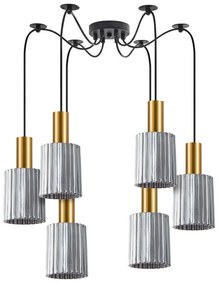 Φωτιστικό Οροφής Adept Tube 77-8575 50x50x300cm 6xE27 60W Gold-Smoke Homelighting Μέταλλο,Γυαλί