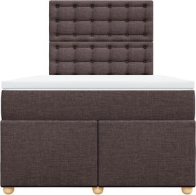 vidaXL Κρεβάτι Boxspring με Στρώμα Σκούρο Καφέ 120x190 εκ Υφασμάτινο