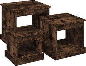 vidaXL Τραπεζάκια Σαλονιού 3 τεμ Καπνιστή Oak Επεξ. Ξύλο