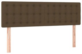 vidaXL Κρεβάτι Boxspring με Στρώμα &amp; LED Σκ.Καφέ 140x190 εκ Υφασμάτινο