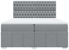 Κρεβάτι Boxspring με Στρώμα Ανοιχτό Γκρι 200x200 εκ. Υφασμάτινο - Γκρι