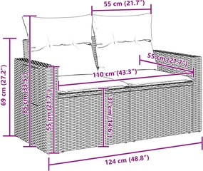 vidaXL Σετ Καναπέ Κήπου με αποθήκευση 11 pcs Μαύρο Πολυ ράταν