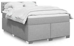 vidaXL Κρεβάτι Boxspring με Στρώμα Ανοιχτό Γκρι 140x200 εκ. Υφασμάτινο